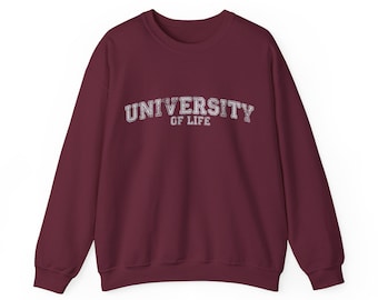 Universität des Lebens Sweatshirt, College Pullover mit Rundhalsausschnitt, Schulgeist Pullover, Akademische Bekleidung, College Pullover