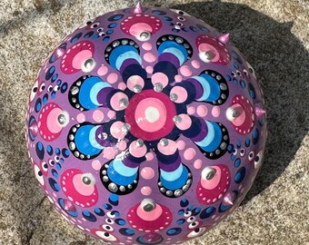Hand Painted Rock Mandala Paperweight