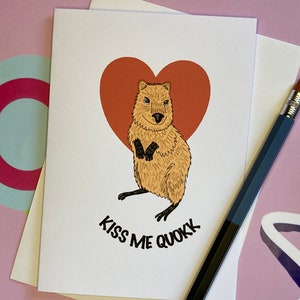 Carte de voeux illustrée « Kiss me quokk » Quokka