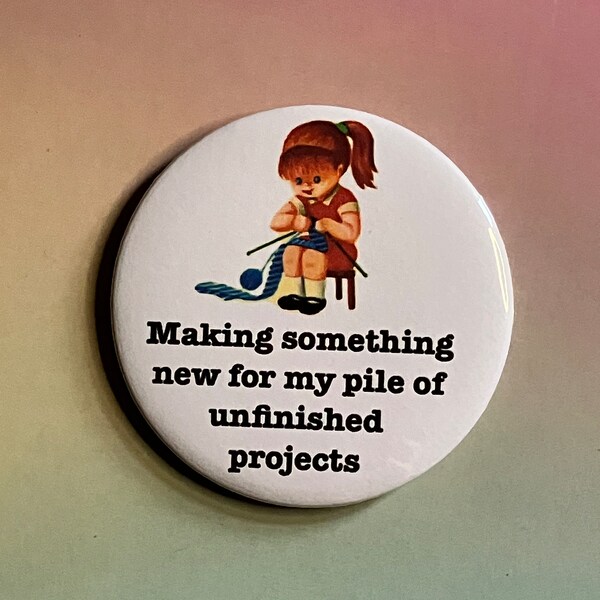 Vintage mash-up pin badge - making something new for my pile of unfinished projects