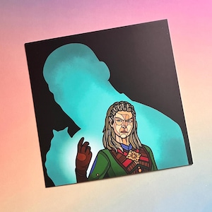Carte postale carrée illustrée en vitrail de Baldur's Gate 3 (mini impression) - Jaheira