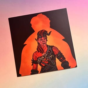 Carte postale carrée illustrée en vitrail de Baldur's Gate 3 (mini impression) - Karlach