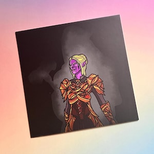 Carte postale carrée illustrée en vitrail de Baldur's Gate 3 (mini impression) - Minthara
