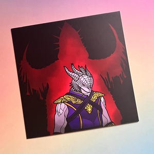 Carte postale carrée illustrée en vitrail de Baldur's Gate 3 (mini impression) - Dark Urge