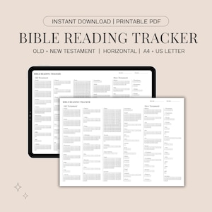 Chronological Bible Reading Tracker, Horizontal, Bible Study Planner, Bible Study by Chapter, Printable PDF, Instant Download, A4, US Letter