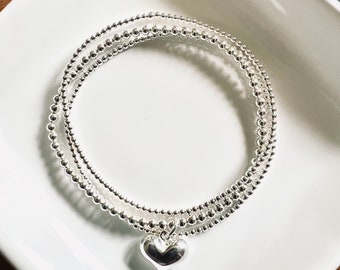 Silver Beaded Bracelet Set . Dainty Love Sterling . Brag About It Jewelry