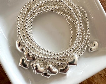 Sterling Silver Beaded Bracelet . Forever Love . Brag About It