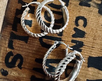 Twisted . Sterling Silver Round and Oval Hoops . Brag About It Jewlery