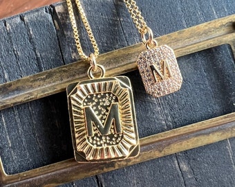 Initial Pendant . Micro Pave CZ Gold Necklace by Brag About It
