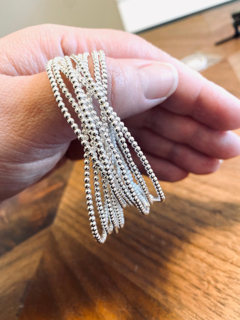 Dainty Sterling Silver Beaded Bracelet . Forever Love . Brag About It image 4