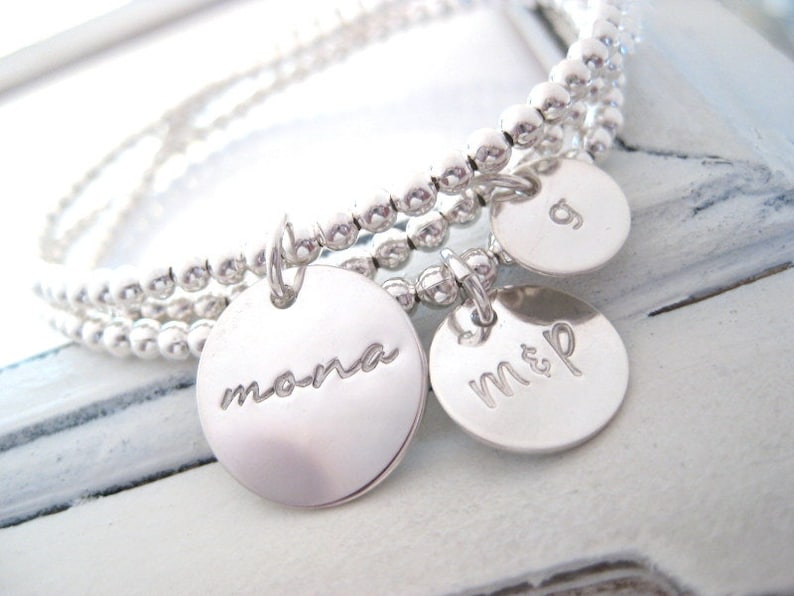 Hand Stamped Jewelry . Charm Bracelet . Personalized . Etsy
