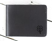 Mens leather wallet, Mens wallet, clover wallet, leather wallet, plant wallet, groomsman gift, leather wallet mens, bifold wallet