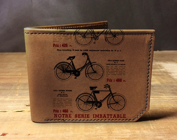 French Bikes - Handmade Leather Bifold Wallet