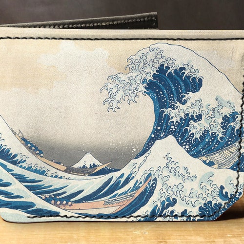 Leather Abstract Art Wallet Gift for Men Unique Wallet - Etsy