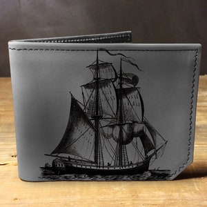 Cartera de cuero para hombre, cartera para hombre, cartera de velero, cartera de cuero, cartera delgada, vuelta al cole, cartera de cuero para hombre, cartera bifold