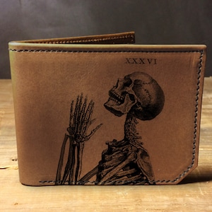 Mens leather wallet, Mens wallet, skeleton wallet, leather wallet, slim wallet, back to school, leather wallet mens, bifold wallet