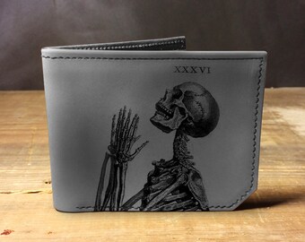 Mens leather wallet, Mens wallet, skeleton wallet, leather wallet, slim wallet, back to school, leather wallet mens, bifold wallet