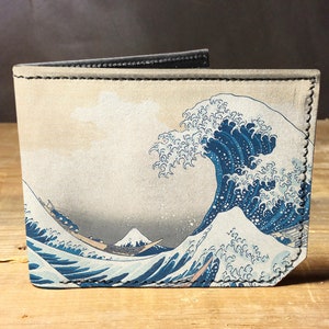 The Great Wave wallet, gift for men, unique wallet, leather wallet, interesting wallet, bifold wallet, colorful wallet, cool wallet