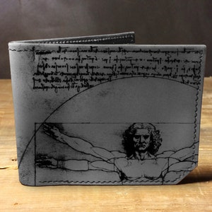 Cartera de cuero para hombre, cartera para hombre, cartera da vinci, cartera de cuero, cartera delgada, regreso a la escuela, cartera de cuero para hombre, cartera bifold