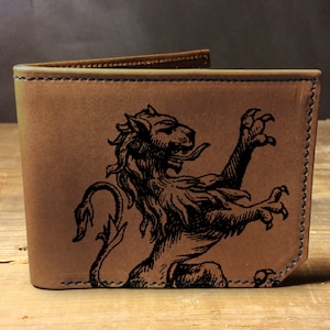 Billetera de cuero para hombre, billetera para hombre, billetera de león, billetera de cuero, billetera delgada, regreso a la escuela, billetera de cuero para hombre, billetera plegable, billetera
