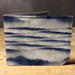 Cartera de cuero azul desteñido, regalo para hombres, billetera única, billetera de cuero, billetera interesante, billetera plegable, billetera colorida, billetera genial