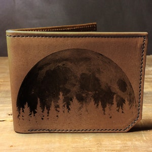 Moon Trees - Handmade Leather Bifold Wallet image 2