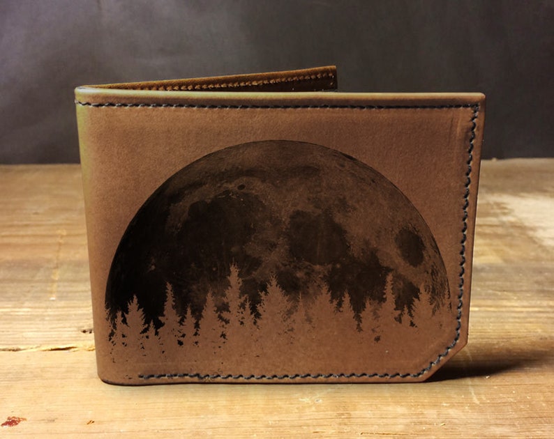 Moon Trees - Handmade Leather Bifold Wallet image 2