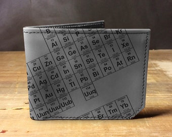 Mens leather wallet, Mens wallet, periodic table wallet, leather wallet, slim wallet, back to school, leather wallet mens, bifold wallet