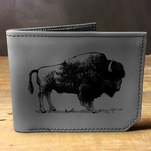 Mens leather wallet, Mens wallet, buffalo wallet, leather wallet, slim wallet, back to school, leather wallet mens, bifold wallet, bison image 2