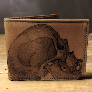 Cartera de cuero para hombre, Cartera para hombre, Cartera con calavera, Cartera de cuero, Cartera delgada, Cartera de regreso a clases, Cartera de cuero para hombre, Cartera plegable