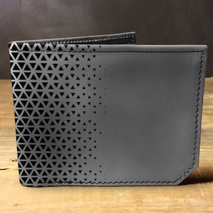Cartera de cuero para hombre, billetera para hombre, billetera geométrica, billetera de cuero, billetera delgada, regreso a la escuela, billetera de cuero para hombre, billetera plegable