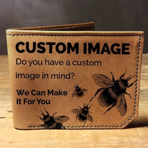 Billetera personalizada - Billetera de cuero plegable - Regalo para hombres - Billetera con imagen - Billetera personalizada