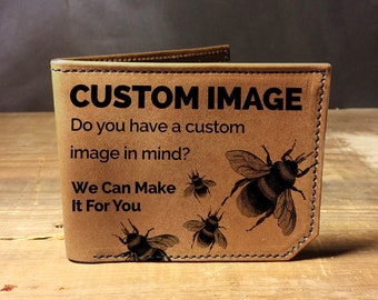 Custom wallet - bi fold leather wallet - gift for men - image wallet - personalized wallet