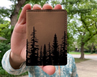 Front Pocket Wallet Trees, Slim Wallet, Leather Card holder, Bifold wallet, Mens leather wallet, leather wallet, brown wallet