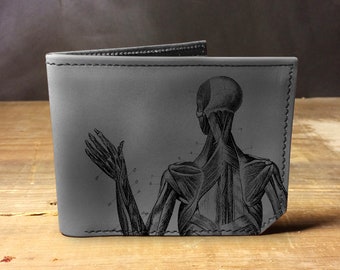 Mens leather wallet, Mens wallet, anatomy wallet, leather wallet, slim wallet, back to school, leather wallet mens, bifold wallet