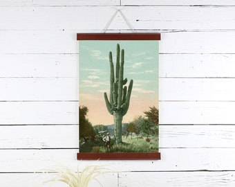 Leather Poster Hanger: Cactus Print, Sanora Desert Art (12 X 18)