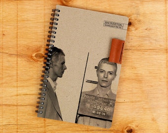 David Bowie - Handmade Notebook with Leather Pen Holder