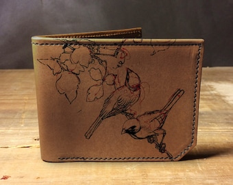 Mens leather wallet, Mens wallet, birds wallet, leather wallet, slim wallet, back to school, leather wallet mens, bifold wallet