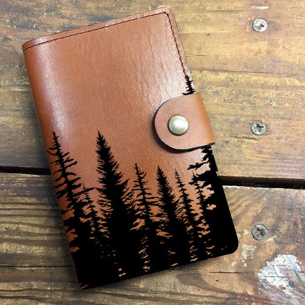 trees Leather Journal, Leather Sketchbook, Leather Passport cover, moleskin Journal, field notes journal, moleskin cover