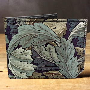 Leather leaves pattern wallet, gift for men, unique wallet, leather wallet, interesting wallet, bifold wallet, colorful wallet, cool wallet