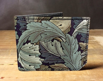 Leather leaves pattern wallet, gift for men, unique wallet, leather wallet, interesting wallet, bifold wallet, colorful wallet, cool wallet