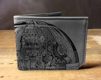 Mens leather wallet, Mens wallet, death star wallet, leather wallet, star wars wallet, back to school, leather wallet mens, bifold wallet