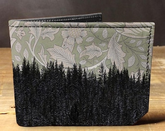 Forest Pattern - Handmade Leather Bifold Wallet