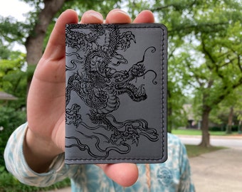 Chinese Dragon - Handmade Leather Vertical Wallet