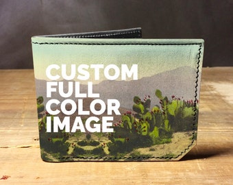 Custom Image Leather Wallet – Handmade Bi-fold Wallet, Personalized Gift