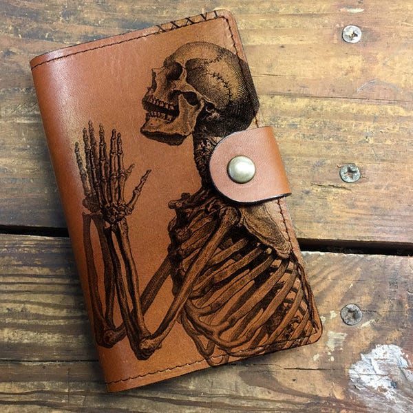 skull Leather Journal, Leather Sketchbook, Leather Passport cover, moleskin Journal, field notes journal, moleskin cover