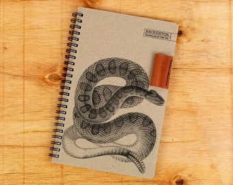 Snake - Handmade Notebook with Leather Pen Holder