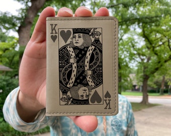 King of Hearts - Handmade Leather Vertical Wallet