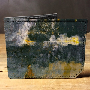 Portefeuille d'art abstrait en cuir, cadeau pour homme, portefeuille unique, portefeuille en cuir, portefeuille intéressant, portefeuille à deux volets, portefeuille coloré, portefeuille cool