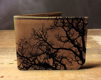 Mens leather wallet, Mens wallet, tree wallet, leather wallet, slim wallet, back to school, leather wallet mens, bifold wallet